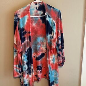 Vibrant Tie-Dye Open Front Cardigan